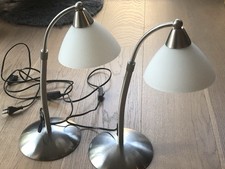 Nachttischlampen-Set 2St. Edelstahl/Glas weiss matt