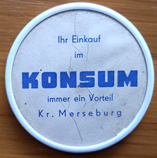 " KONSUM  Kr. Merseburg " , Taschenspiegel mit Werbung, Ostalgie