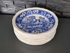 10x Speisenteller Spode Copeland Blue Tower England blau