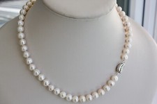 8 mm 45 cm 925 Silber Süßwasser Perlen Schmuck Perlenkette Echtschmuck Kette mnb