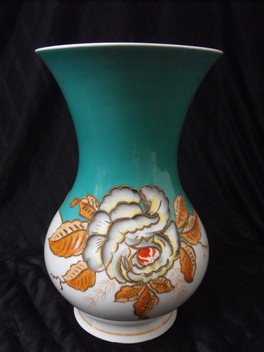 Vase 21cm türkis rosen - ,