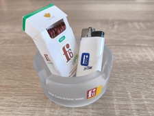 ASCHENBECHER/F6🔥🚬🔥NEU/7 cm/+FEUERZEUG+STREICHHÖLZER/GLAS/OSTALGIE/GESCHENK!!