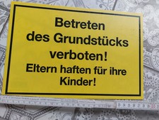 Schild Betreten Grundstück Eltern Kinder Warnschild Vorsicht Hinweisschild