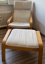 Schwingsessel, Freischwingersessel mit Armlehnen und Hocker