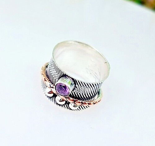 Amethyst spange ring - amethyst, massiv