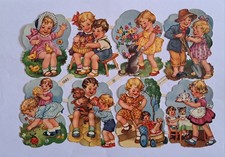 Alte Oblaten, Glanzbilder BOGEN PZB Nr 1282, Kinder, Scraps, Bokmärken, Decoupis