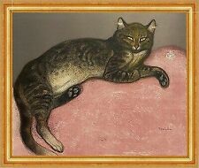 Winter - Cat on a Cushion Theophile-Alexandre Steinlen Katzen B A3 03236 Gerahmt