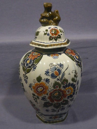 Deckelvase delft polychrom - deckelvase,