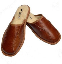 Herren Echtleder  HausSchuhe  mit Lammwolle Pantoffeln Latschen Schlappen  #292#