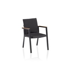 Kettler Stapelsessel Rasmus Alu anthrazit/Sunbrella® sooty mit Teak Stapelstuhl 