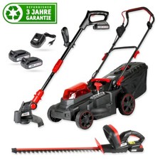 Walter B-Ware Rasenmäher Heckenschere Rasentrimmer Gartengeräte Set inkl. 2 Akku