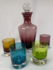 Glaskaraffe und Gläser 60er