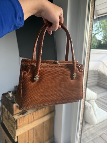 Handmade brown snake leather - brown,