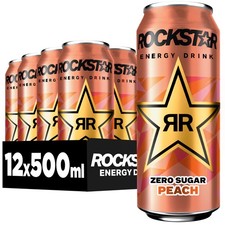 Rockstar Zero Peach – Zuckerfreier Energy Drink mi Pfirsichgeschmack 12 x 500ml