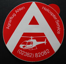 Werbe-Aufkleber Agrarflug Ahlen Helicopter Service Hubschrauber Bell 80er