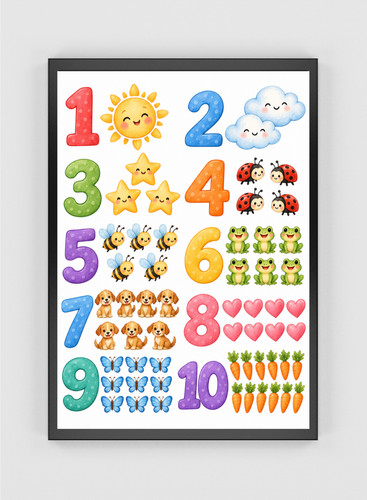 Zahlen lernposter - 1–10,