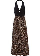 Neu Maxikleid mit tiefem Ausschnitt Gr. 36/38 Leo Sommerkleid Maxi Jersey-Dress