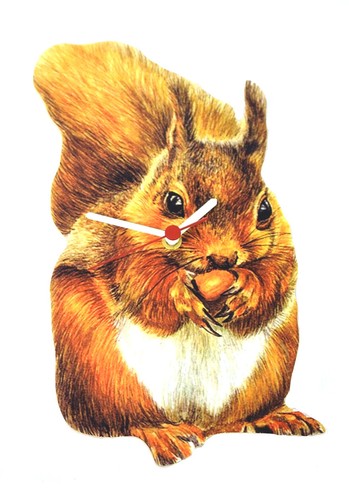 Rote eichhörnchen uhr - rote,
