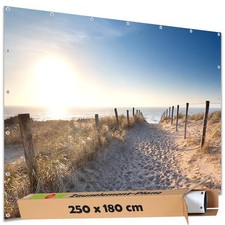 Sichtschutz Garten Zaun Doppelstabmatten Motiv Banner Strand Weg Sand Spur 