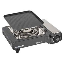 BRUNNER Gaskocher Camping mit Zündsicherung, Grillplatte, Brat-Topf DEVIL SD NG