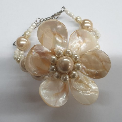 Muschel armband blume beige - muschel,
