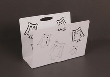 Zeitungsständer Design Eule, 23x32x12 cm, weiß (Zeitungshalter Magazinständer)