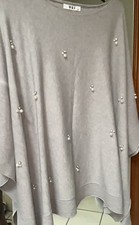 Poncho Gr. L/XL grau  chic mit