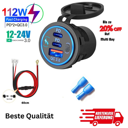 12v auto usb - usb-c, ladegerät