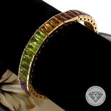 Wert 11.300,- Rainbow Edelstein Tennis Armband 585 / 14 Kt Gelb Gold 17 cm xxyy