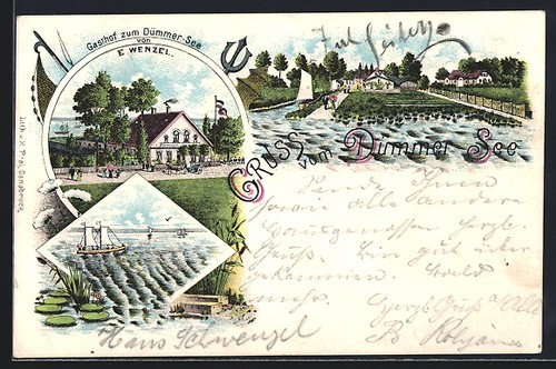 Lithographie dümmer see - dümmer,