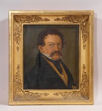 vo4/1  Biedermeier Portrait  Ölgemälde 19. Jahrhundert  Mann mit Schnurrbart