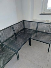 Sitzecke Louge Eckgarnitur schwarz Metall PVC