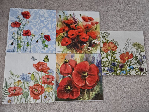 Servietten blumen roter mohn - 5,