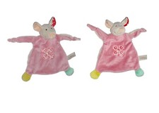 WIE NEU * 2 x first NICI MAUS Mouse Mäuschen rosa beige Schmusetuch Kuscheltuch