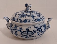 Meissen Porzellan runde Suppenterrine / Knaufzeit / Zwiebelmuster / 1. Wahl