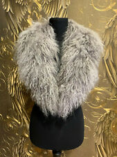 TIBETLAMM KRAGEN GRAU COLLAR TIBET LAMM PELZ KRAGEN STOLA FELLKRAGEN PELZ SCHAL