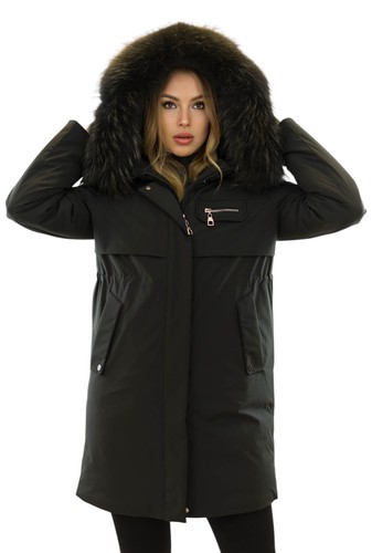 Schwarzer damenparka - schwarzer,