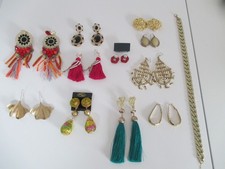 Ohrringe Statement  Konvolut 11 Paar + Kette goldf. +Bunt  Ohrlöcher ungetragen