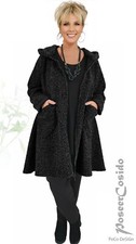 PoCo DeSiGn LAGENLOOK dicke Boucle Long-Jacke Kurz-Mantel schwarz L-XL-XXL-XXXL 