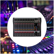 12 Kanal Audio Mixer mit USB Bluetooth Mischpult Soundkarte 48V Phantomspeisung