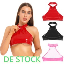 Damen wetlook crop top - crop,
