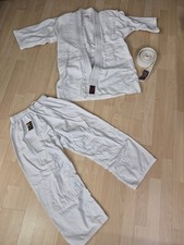 Judo-Anzug weiß Kind Gr 150 Jacke dick Hose dünn 100% Baumwolle Gürtel weiß 220