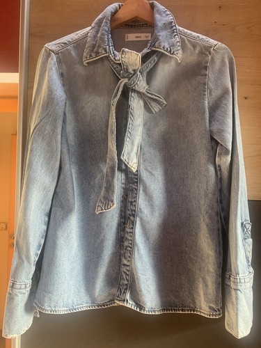 Jeansbluse mit schleife - schleife,