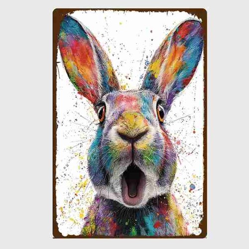 Blechschild bunter hase - bunter,