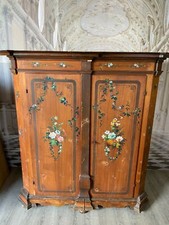 BAUERNSCHRANK WEICHHOLZ HANDBEMALT MASSIVE AUSFÜHRUNG BLUMEN MALEREIEN