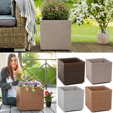 Blumenkübel Blumentopf  Eckige mit Rollen 4 Farben 2 Größen Holz Optik 