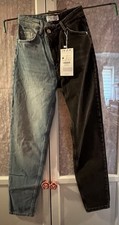 Bershka Jeans Schwarz Blau Gr