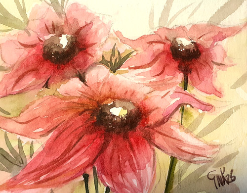Aquarell original blumen rosa - original,