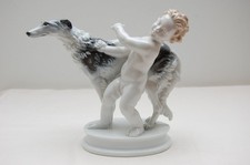 Rosenthal Figur Porzellan " Borsoi mit Putto " Kunstabteilung Selb
