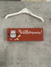 Türschild Holzschild Willkommen